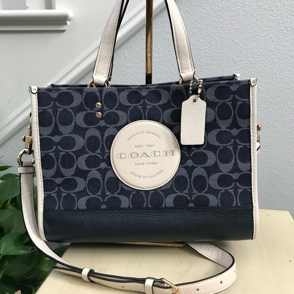 Coach Blue and White Signature Tote